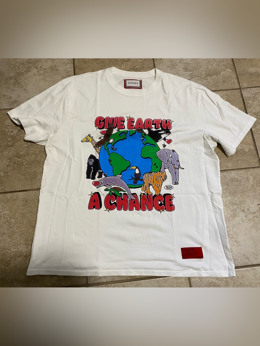 CHNGE White 'Give Earth A Chance' Graphic Tee